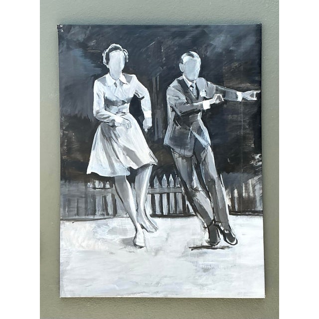 Vintage Black and White Dance Portrait on Canvas For Sale - Image 11 of 12