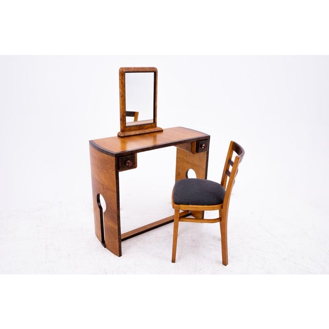 Art Deco dressing table with chair, Poland, c. 1930. Both the dressing table and the chair feature the geometric forms...
