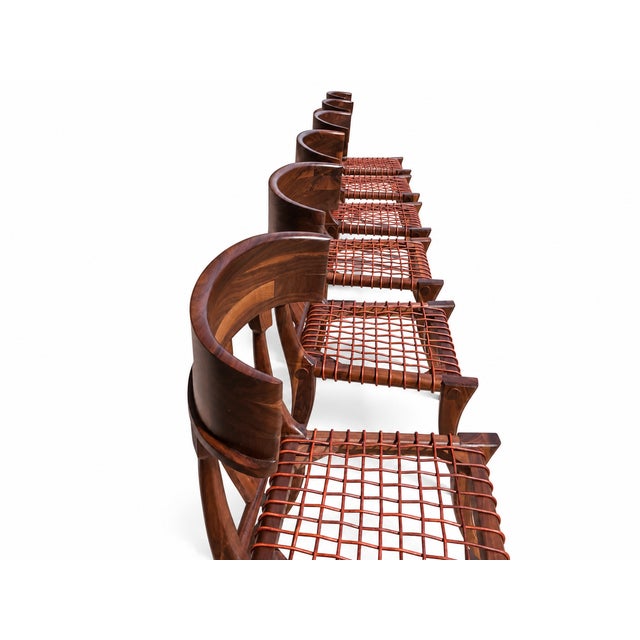 Walnut Klismos Dining Chairs Set of 6 For Sale - Image 4 of 6