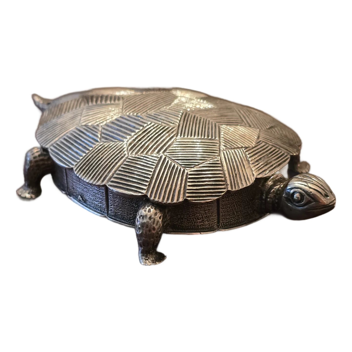 Antique Sterling Silver Turtle Jewel Box Tortoise Figure | Chairish