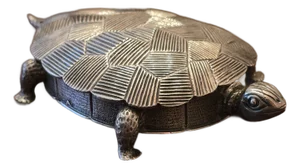 Antique Sterling Silver Turtle Jewel Box Tortoise Figure