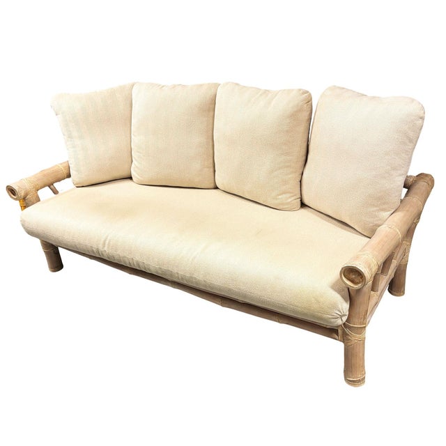 1980s Miami Coastal Elephant Bamboo Pole Sofa & Lounge Chair Living Room Set For Sale - Image 4 of 18