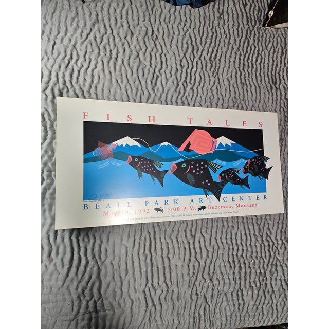 Mid-Century Modern Vintage 1992 "Fish Tales" by Artist Dana C. Aaberg For Sale - Image 3 of 4