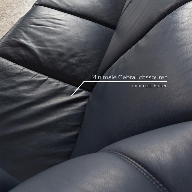 Leather Corner Sofa Blue Sofa from Musterring For Sale - Image 5 of 13