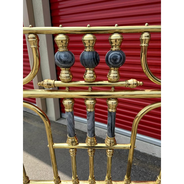 Vintage Hollywood Regency Brass Full Size Bed Frame With Marble Accents For Sale - Image 11 of 11