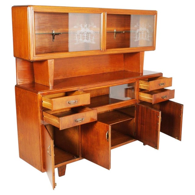 Italian Art Deco Rationalist Sideboard with Display Cabinet by Meroni & Fossati, 1940s For Sale - Image 6 of 10