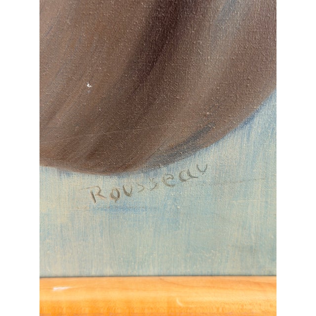 Abstract Vintage French Modernist Figural Oil Painting Signed Rousseau For Sale - Image 3 of 10