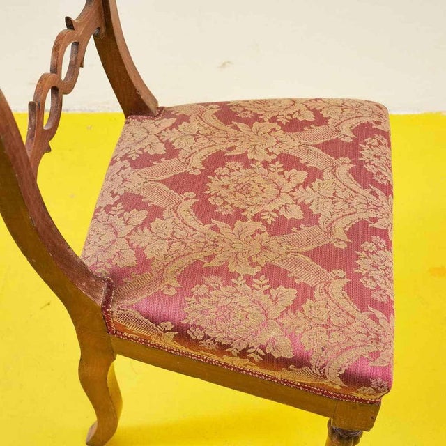 Chair in Red Damask Upholstery, 19th Century For Sale - Image 5 of 8