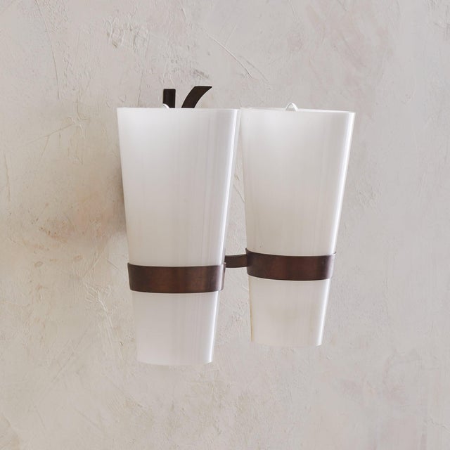 1960s 1960s Italian Brass + Acrylic Two-Arm Sconces For Sale - Image 5 of 10
