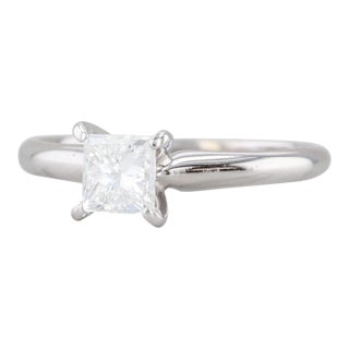 0.70ct Vs1 Princess Solitaire Engagement Ring 14k White Gold Size 6.5 Igi For Sale