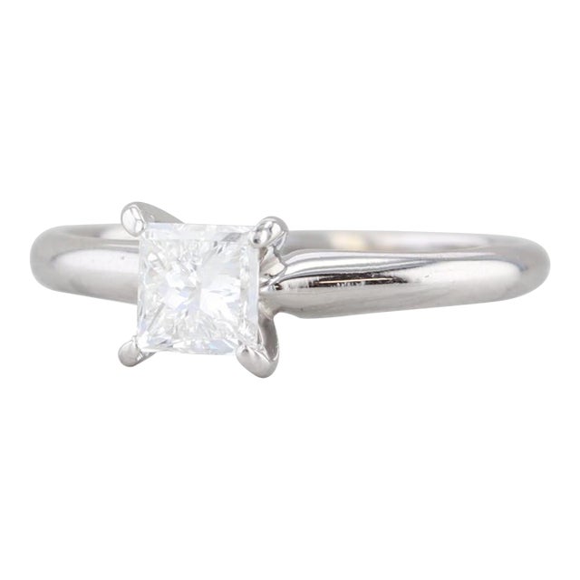 0.70ct Vs1 Princess Solitaire Engagement Ring 14k White Gold Size 6.5 Igi For Sale