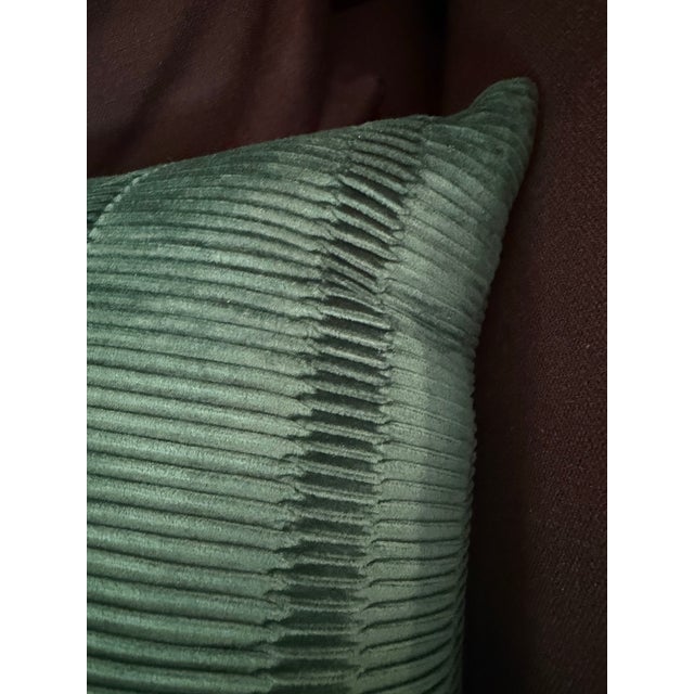 Contemporary Hunter Green Velvet Blend Pillows With New Inserts For Sale - Image 3 of 7