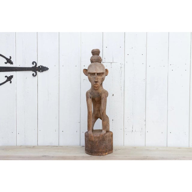 Tribal Tall Tribal Carved Barneo Statue For Sale - Image 3 of 13