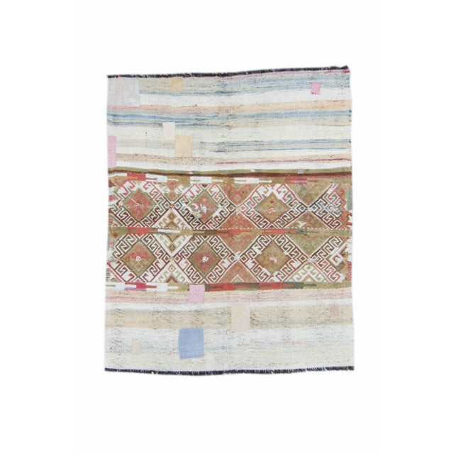 1960s Vintage Beige Brown Purple Handwoven Wool Kilim Rug For Sale - Image 11 of 11