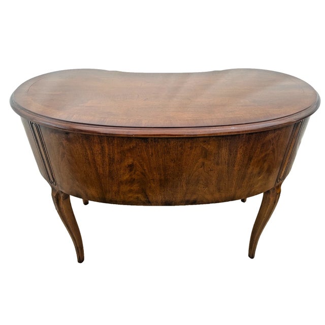 1980s 1980s Henredon French Desk Kidney Shaped Vanity Five Dovetail Drawers Petite Size For Sale - Image 5 of 13