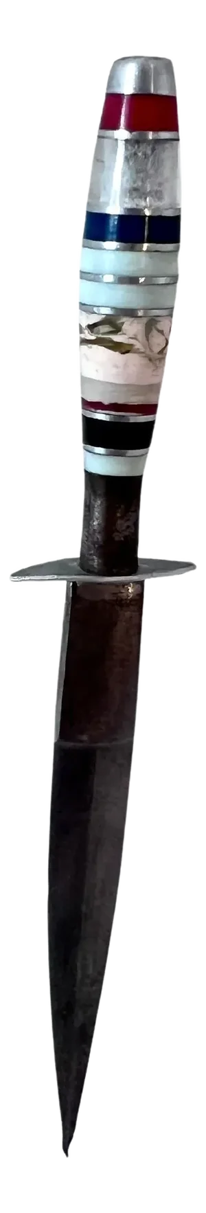 Multi Color Handled Letter Opener or Dagger with Stone Between Silver Spacers