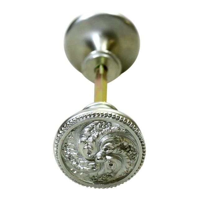 Vintage Nickeled Brass Swirl Entry Door Knobs For Sale