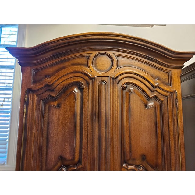 Baker's Rococo French Armoire from Milling Road Collection. Walnut Veneers, Heavy Moulded Panels, Beveled Apron, Antique...