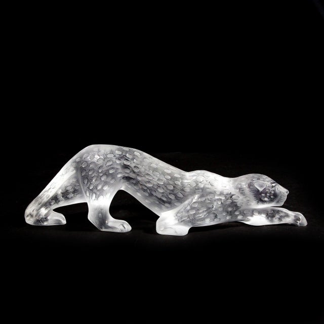 Modernist Spotted Stalking Leopard in Frosted Crystal Signed by Lalique For Sale - Image 9 of 12
