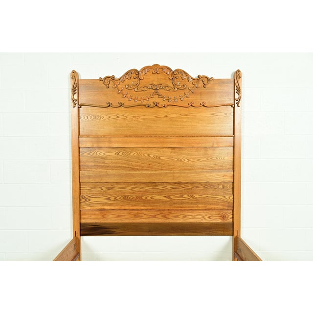 Antique Victorian Carved Oak Full Size Bed, Circa 1890s For Sale In South Bend - Image 6 of 12