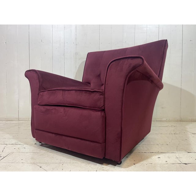 Vintage Lounge Chair in Purple Velvet, 1952 For Sale - Image 12 of 13