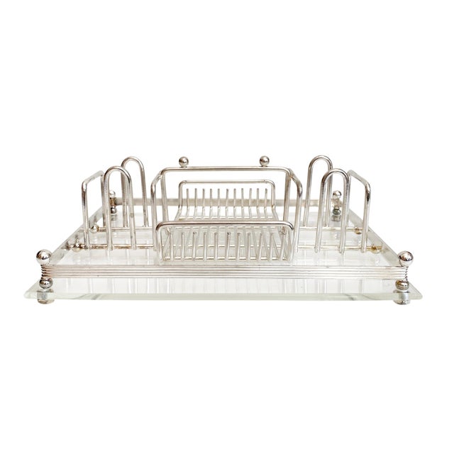 Mid-Century Modern 1970 American Mid-Century Modern Silver Plate Lucite Buffet Caddy For Sale - Image 3 of 6