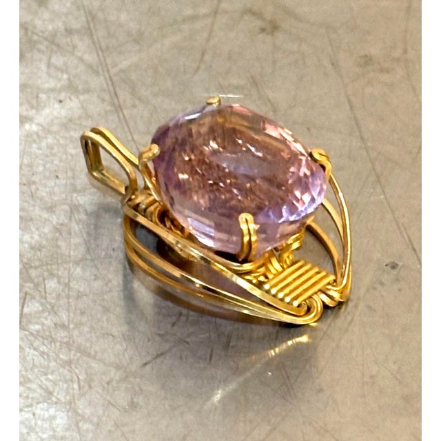 1960s Amethyst/Gold-Plated Pendant For Sale - Image 4 of 5