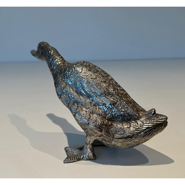 Metal 1970 Duck in Silver Bronze For Sale - Image 7 of 12