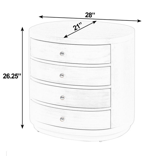 Spritely Home Accent Furniture Nora 28 in. W Oval Wood 4 Drawer Nightstand, Natural Walnut For Sale - Image 4 of 11