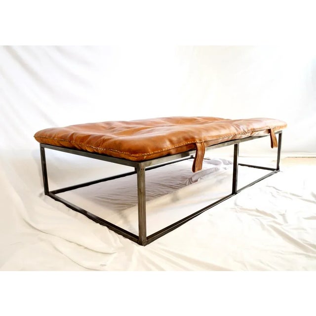 Modern Vintage Leather Gym Mat Coffee Table For Sale - Image 3 of 13