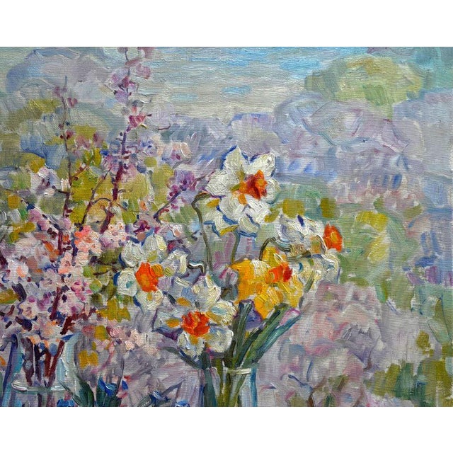 The Oil painting on Canvas titled "Morning Light and Petals" is a gentle and luminous still life that captures the essence...