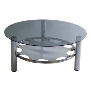 Space Age Glass and Chrome Coffee Table For Sale