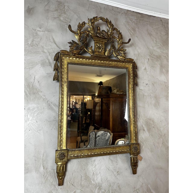 Louis XVI Mirror in Carved and Gilded Wood For Sale - Image 12 of 12