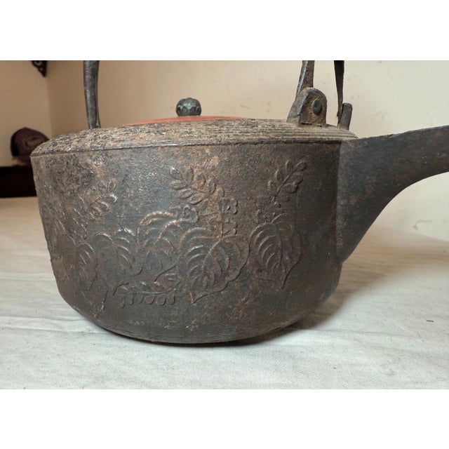 Rare Antique Early 19th Century Japanese Cast Iron Lacquer Sake Kettle Tea Pot For Sale - Image 13 of 16