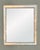 Large beveled mirror with a designer silver and mother-of-pearl frame. The mother-of-pearl is cut, arranged and polished...