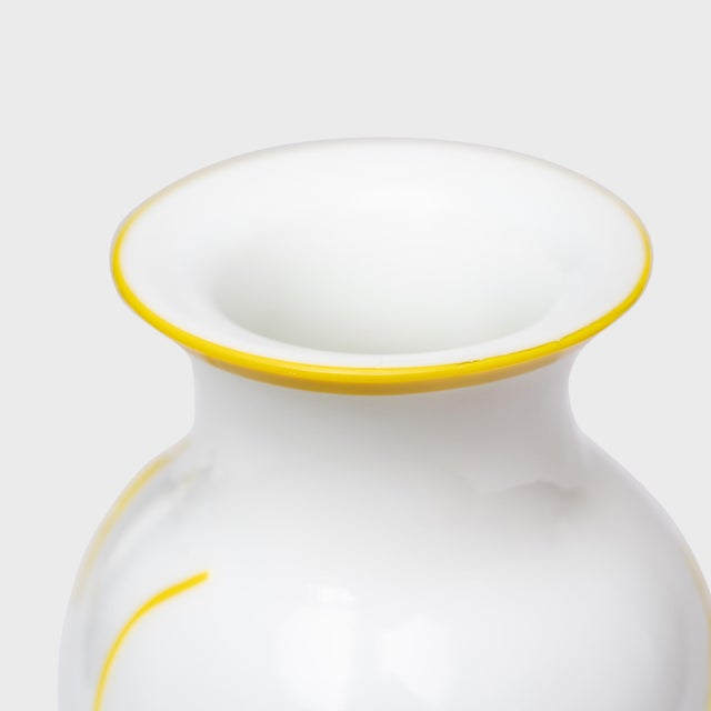 Chinese Pair of Citron to White Peking Glass Vases With Leaping Koi, C. 1930 For Sale - Image 9 of 10