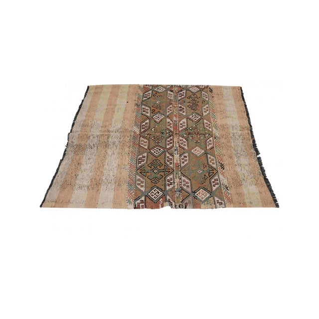 Mid-Century Modern Vintage Decorative Turkish Embroidered Rug - 4`6″ X 5`1″ Ft. For Sale - Image 3 of 6