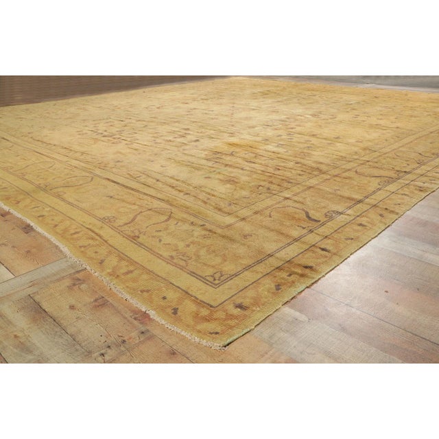 Antique Gold European French Rug - 12'04 X 13'09 For Sale - Image 4 of 8