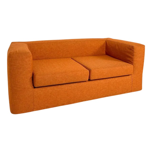 Mid-Century Modern Orange Two-Seater Sofa, 1970s For Sale