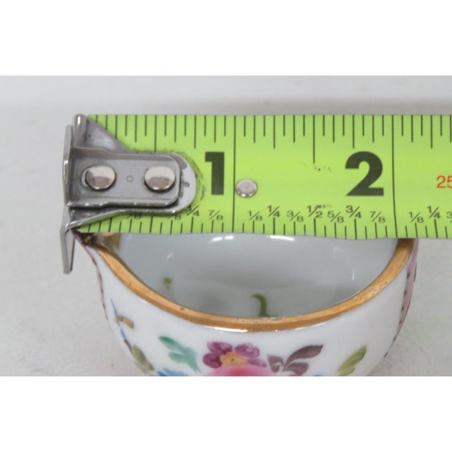 Small Ceramic Bowl Miniature Vessel Hand Painted Floral Motif Gold Trim 5117b For Sale - Image 11 of 11
