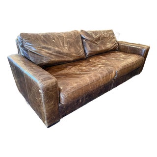 Restoration Hardware Maxwell Luxe Leather Sofa For Sale