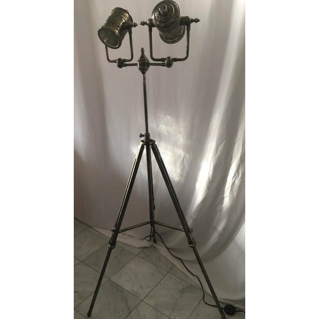 Metal Modern Silverplate Searchlight Floor Lamp For Sale - Image 7 of 9