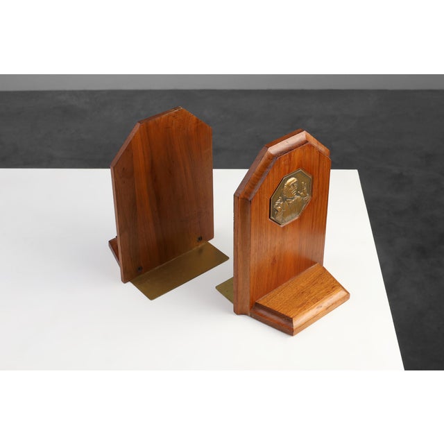 Art Deco French Bookends in Wood and Bronze, 1920s, Set of 2 For Sale - Image 9 of 12