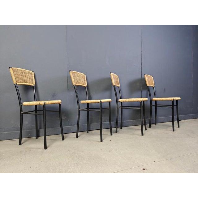 Vintage Wicker Dining Chairs, 1980s, Set of 4 For Sale - Image 6 of 12