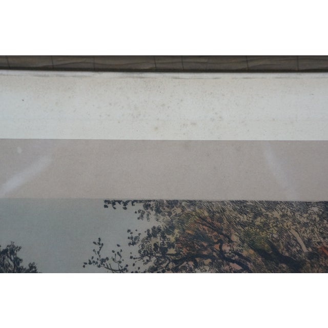 Late 19th Century Antique Ernest C Rost a Bend in the River Colored Landscape Etching 40" For Sale - Image 13 of 15