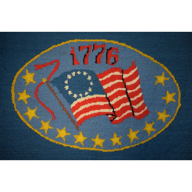 Traditional Hand Needlepoint 1776 Bicentennial 13 Star Us Flag For Sale - Image 3 of 5