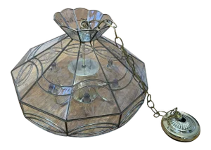 Vintage Leaded Glass Pane Chandelier