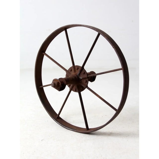 Antique Iron Wheel For Sale - Image 4 of 10