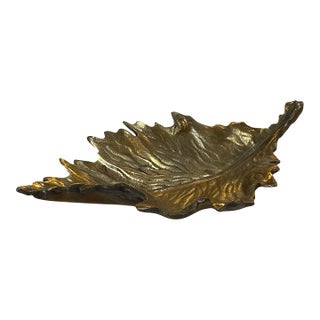 Vintage Brass Maple Leaf Dish / Catchall Bowl For Sale