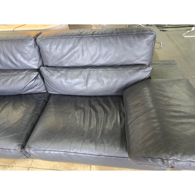 1970s Saporiti Italia Black Leather Sofa by Giovanni Offredi For Sale - Image 5 of 11